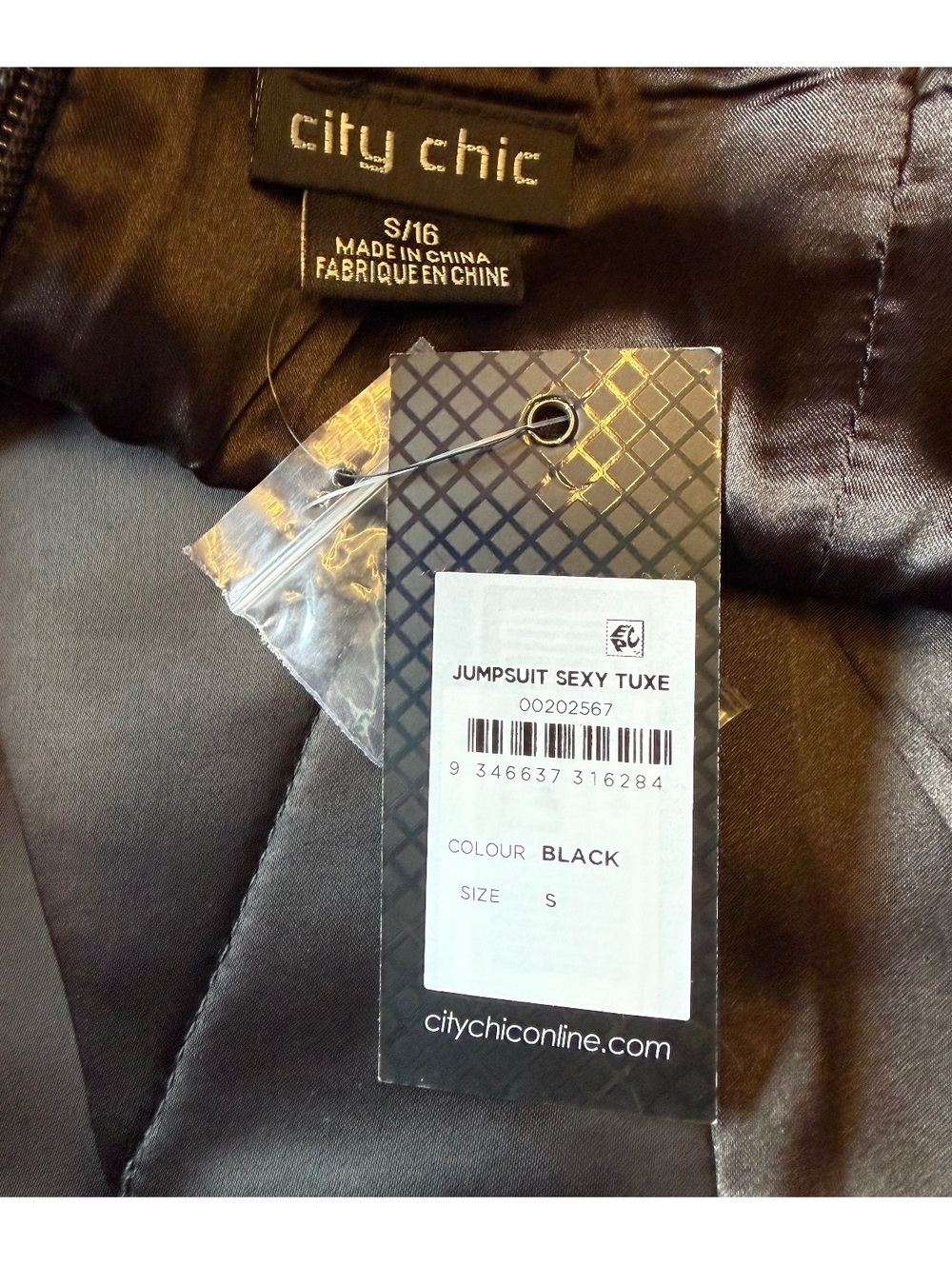 City Chic Sexy Off Shoulder Tux Jumpsuit Black Size 16 NWT - Picture 4 of 5
